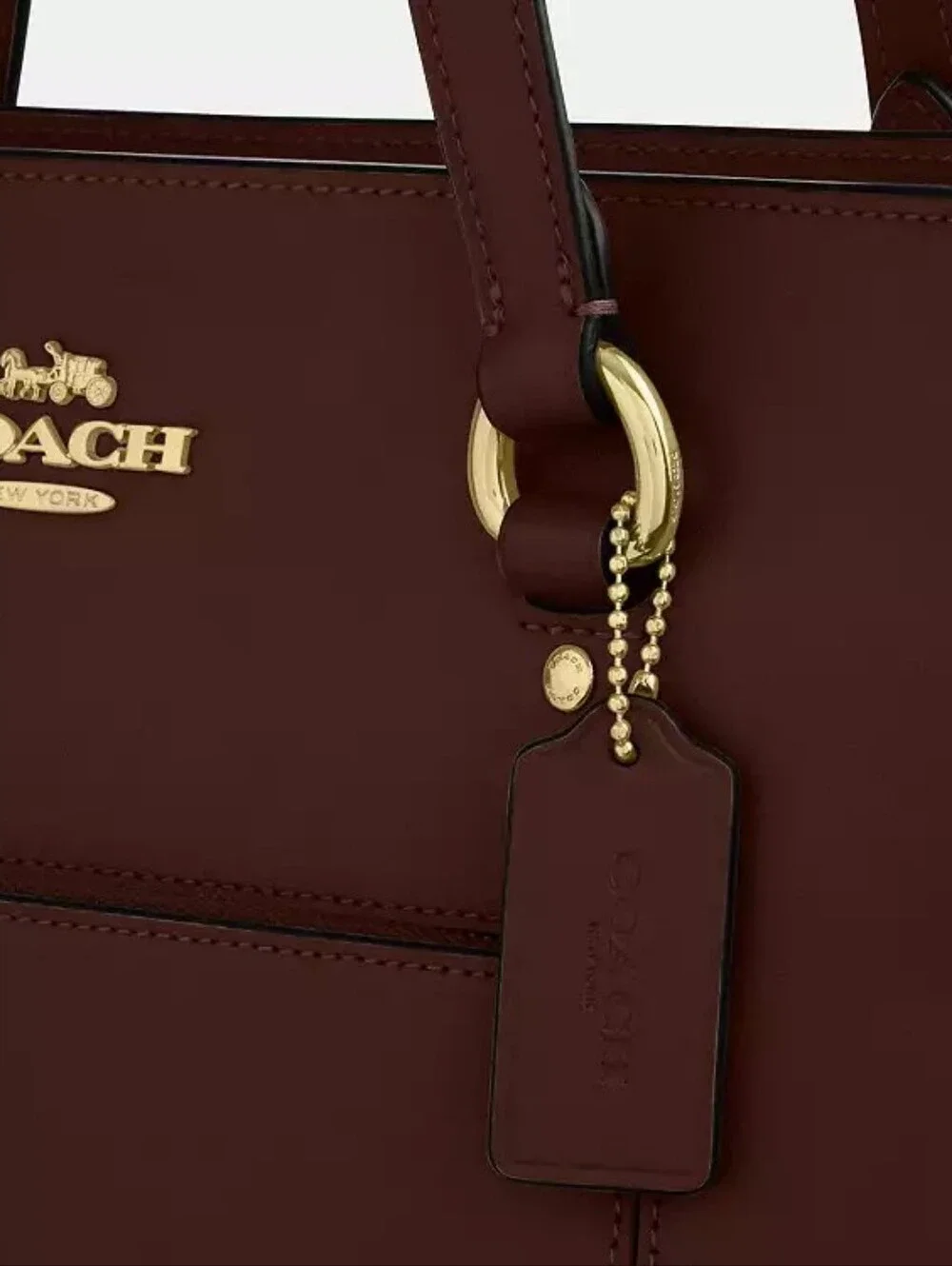 Coach Brown Leather Tote Bag with Front Pocket
